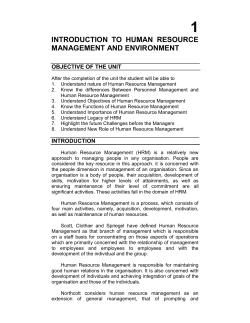 INTRODUCTION TO HUMAN RESOURCE MANAGEMENT AND