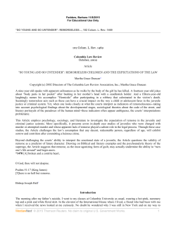 So Young and So Untender - UNC School of Government