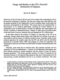 Image and Reality in the UN`s Peaceful Settlement of Disputes