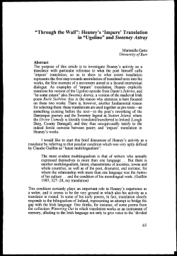 "Through the Wall": Heaney`s `Impure` Translation