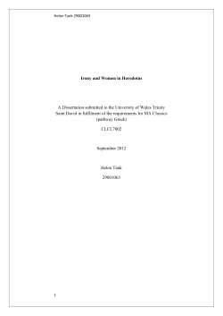 Irony and Women in Herodotus A Dissertation submitted to the