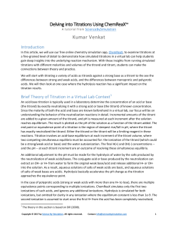 Delving into Titrations Using ChemReaXTM Kumar Venkat