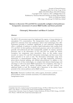 Options to dissociate CO2 and H2O for sustainable sunlight-to