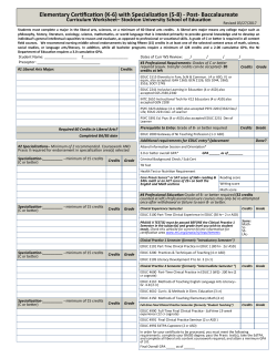 Elementary K-6 Curriculum Worksheet