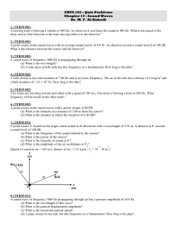 PHYS 102 &ndash; Quiz Problems Chapter 17 : Sound Waves Dr. M. F. Al