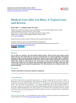 Medical Care after Cat Bites: A Typical Case and Review