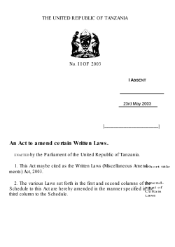 An Act to amend certain Written Laws.