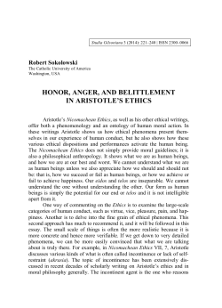HONOR, ANGER, AND BELITTLEMENT IN ARISTOTLE`S ETHICS