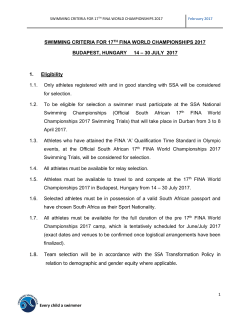 Swimming Criteria for 17th FINA World