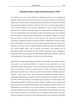 Manufacturing in Queensland during the 1920s