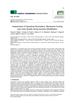 Assessment of Operating Parameters, Membrane Fouling and