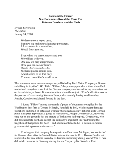 Ford and the F&uuml;hrer New Documents Reveal the Close Ties