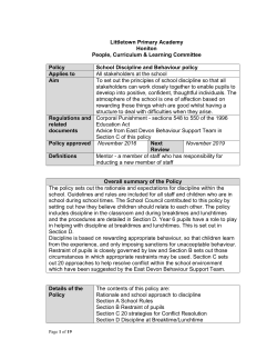 Pupil Discipline and Behaviour policy Nov 2016
