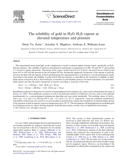 The solubility of gold in H2Oв&euro;&ldquo;H2S vapour at elevated temperature