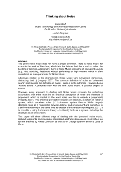 Thinking about Noise - De Montfort University