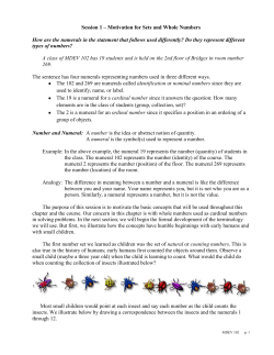 Session 1 &ndash; Motivation for Sets and Whole Numbers How are the