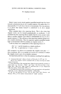 QUINE AND DE DICTO MODAL SUBSTITUTION W. Stephen