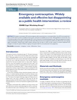 Emergency contraception. Widely available and