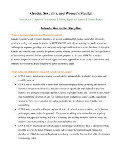 Gender, Sexuality, and Women`s Studies