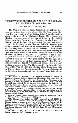 Negotiations for the Removal of the Choctaw