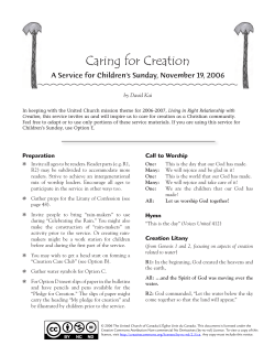 Caring for Creation: A Service for Children`s Sunday