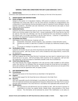 GENERAL TERMS AND CONDITIONS FOR SAP CLOUD
