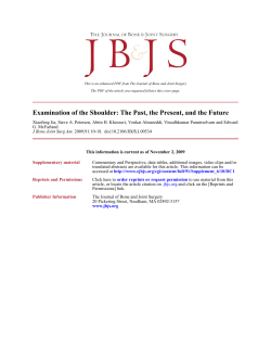 Examination of the Shoulder: The Past, the Present, and the Future