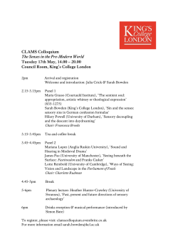 CLAMS Colloquium The Senses in the Pre