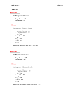 Lesson 7 Percent of Increase and Decrease