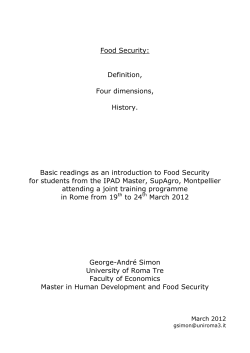 History of Food Security - Food and Agriculture Organization of the