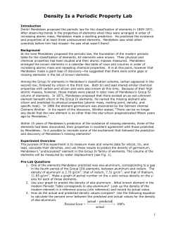 Density Is a Periodic Property Lab