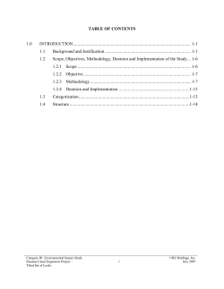 TABLE OF CONTENTS 1.0 INTRODUCTION