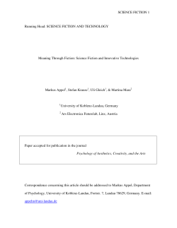 Meaning Through Fiction: Science Fiction and Innovative