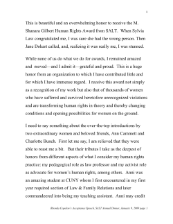 Read Professor Copelon`s Speech