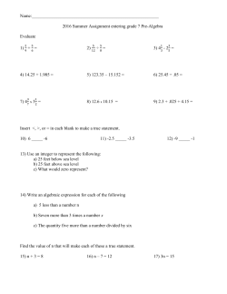 Math entering Grade 7 pre-algebra