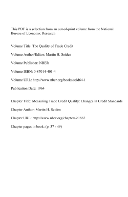 Measuring Trade Credit Quality: Changes in Credit Standards