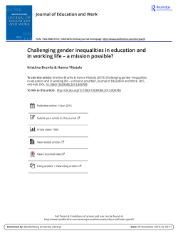 Challenging gender inequalities in education and in working life &ndash; a