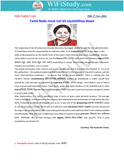 Tamil Nadu must not let Jayalalithaa down - English