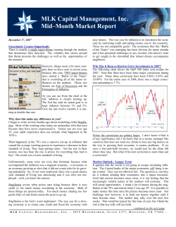 MLK Capital Management, Inc. Mid&ndash;Month Market Report