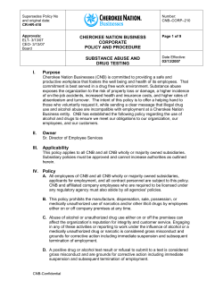 Substance abuse and drug testing policy