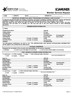 Member Services Request - North Star Credit Union