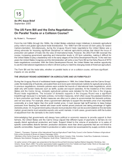 The US Farm Bill and the Doha Negotiations: On Parallel Tracks or a