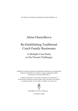 Alena Hanzelkova Re-Establishing Traditional Czech Family