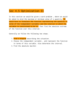 class 20, sec 4.5, Optimization II, Maximization and Minimization