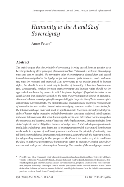 Humanity as the A and &Omega; of Sovereignty