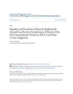 Equality and Freedom of Speech - University of Michigan Law