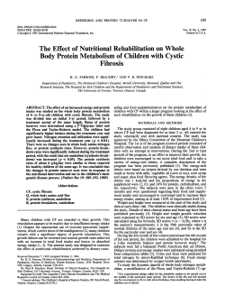The Effect of Nutritional Rehabilitation on Whole Body Protein