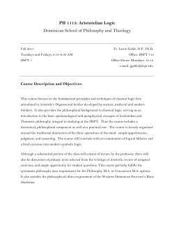 PH 1115: Aristotelian Logic Dominican School of Philosophy and
