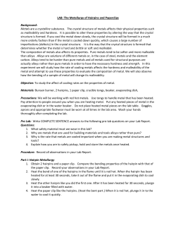 LAB: The Metallurgy of Hairpins and Paperclips Background: Metals