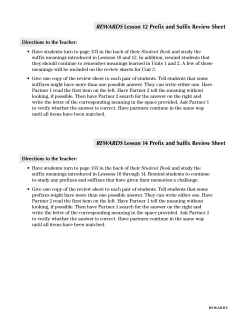 REWARDS Lesson 12 Prefix and Suffix Review Sheet REWARDS